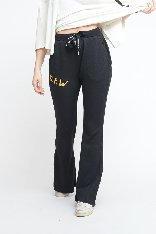 Graffiti Flare Salma Pant - Acid Black