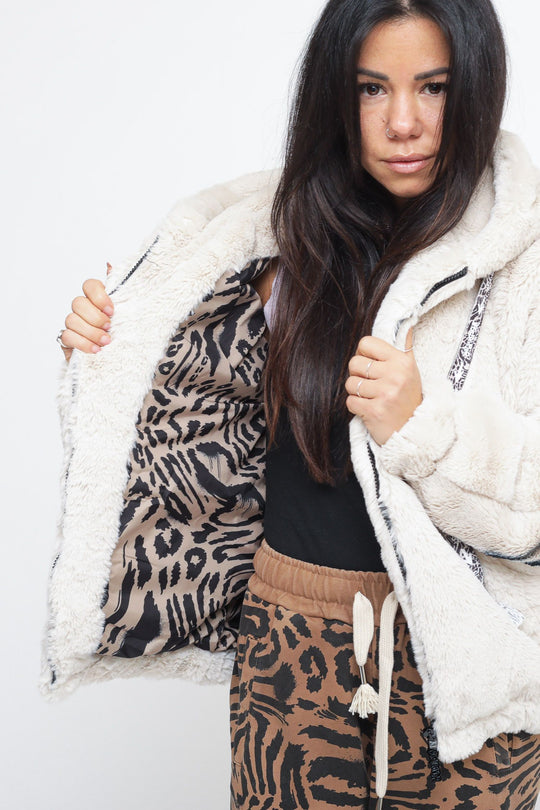 Eco-Fur Jacket Donna - Off White