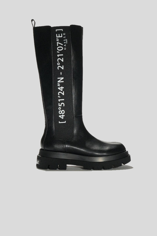 Stivale In Ecopelle Con Stampa - Nero