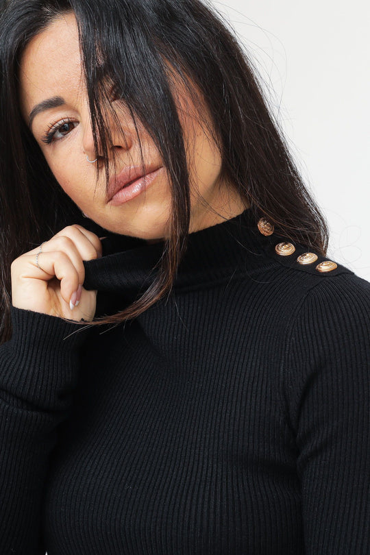 Maglia Corta Bottoni - Nero