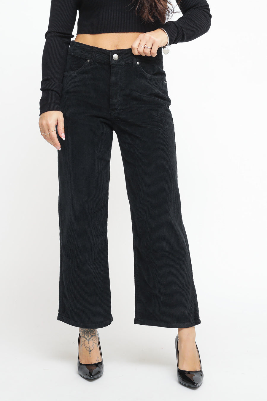 Pantalone Cropped Velluto - Nero