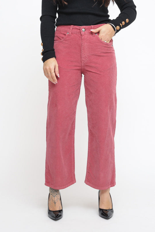 Pantalone Cropped Velluto - Rosa Antico