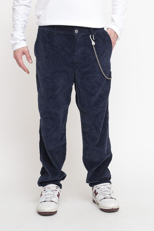 Pantalone Chino Velluto Stampato - BLu
