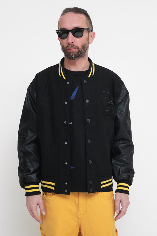 Go Batman Patched Letterman - Jet Black