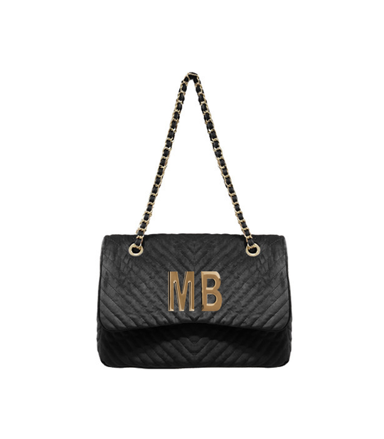 Tracolla Morbida In Velluto Trapuntato Mb Metallo - Nero