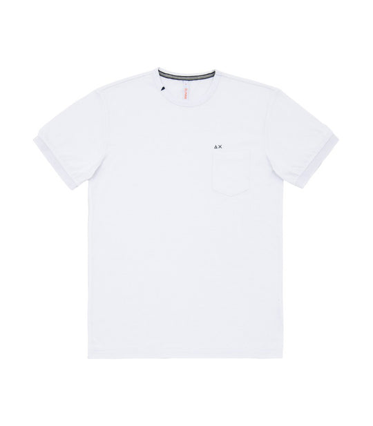 T-Shirt Solid Pocket S/S - Bianco