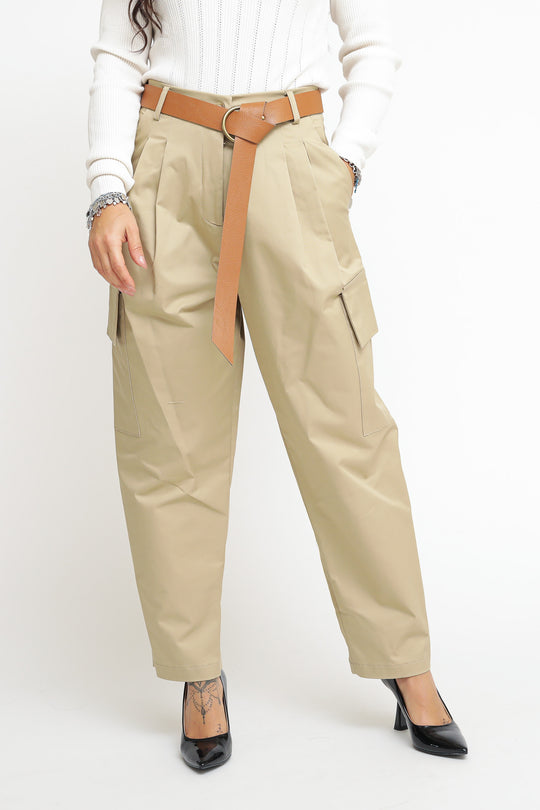 Pantalone Cintura e Tasconi - Beige