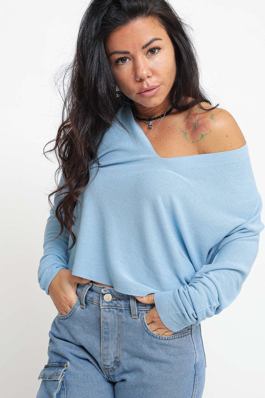 Maglia Scollo Goccia - Sky