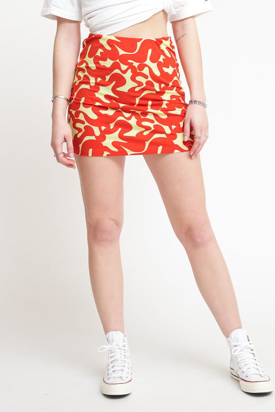 Ladies Skirt Banana Orange Squiggle