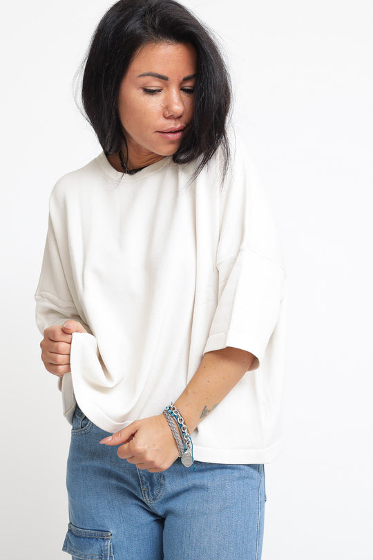 Maxi Maglia Girocollo 1/2 Manica - Crema