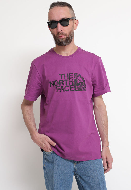 M S/S Woodcut Dome Tee - Purple Cactus Flower
