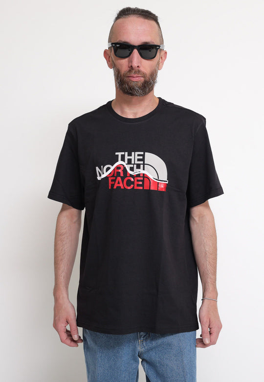 M S/S Mountain Line Tee - Tnf Black