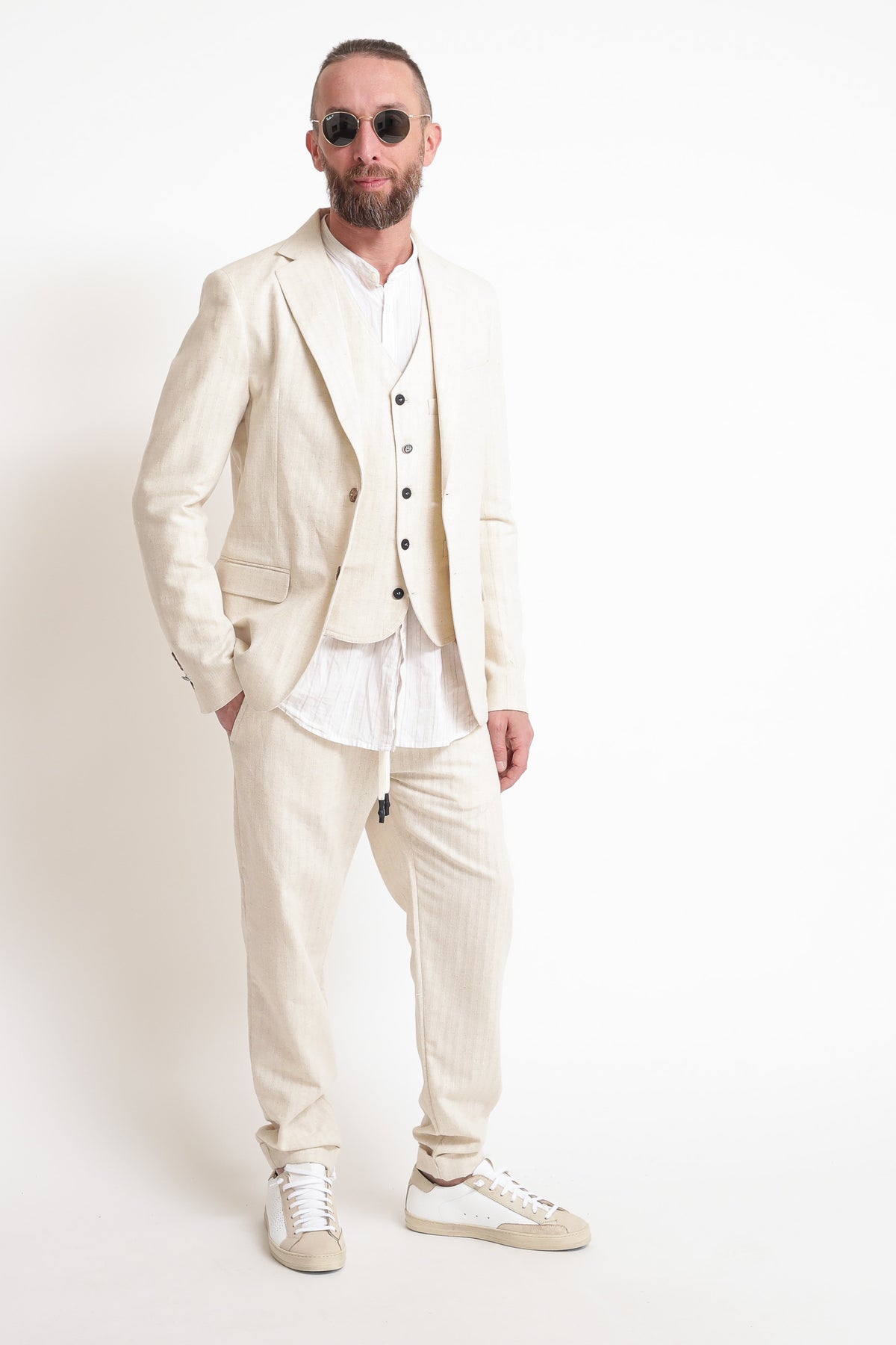 Off-White Cotton/Linen Jacket — 3