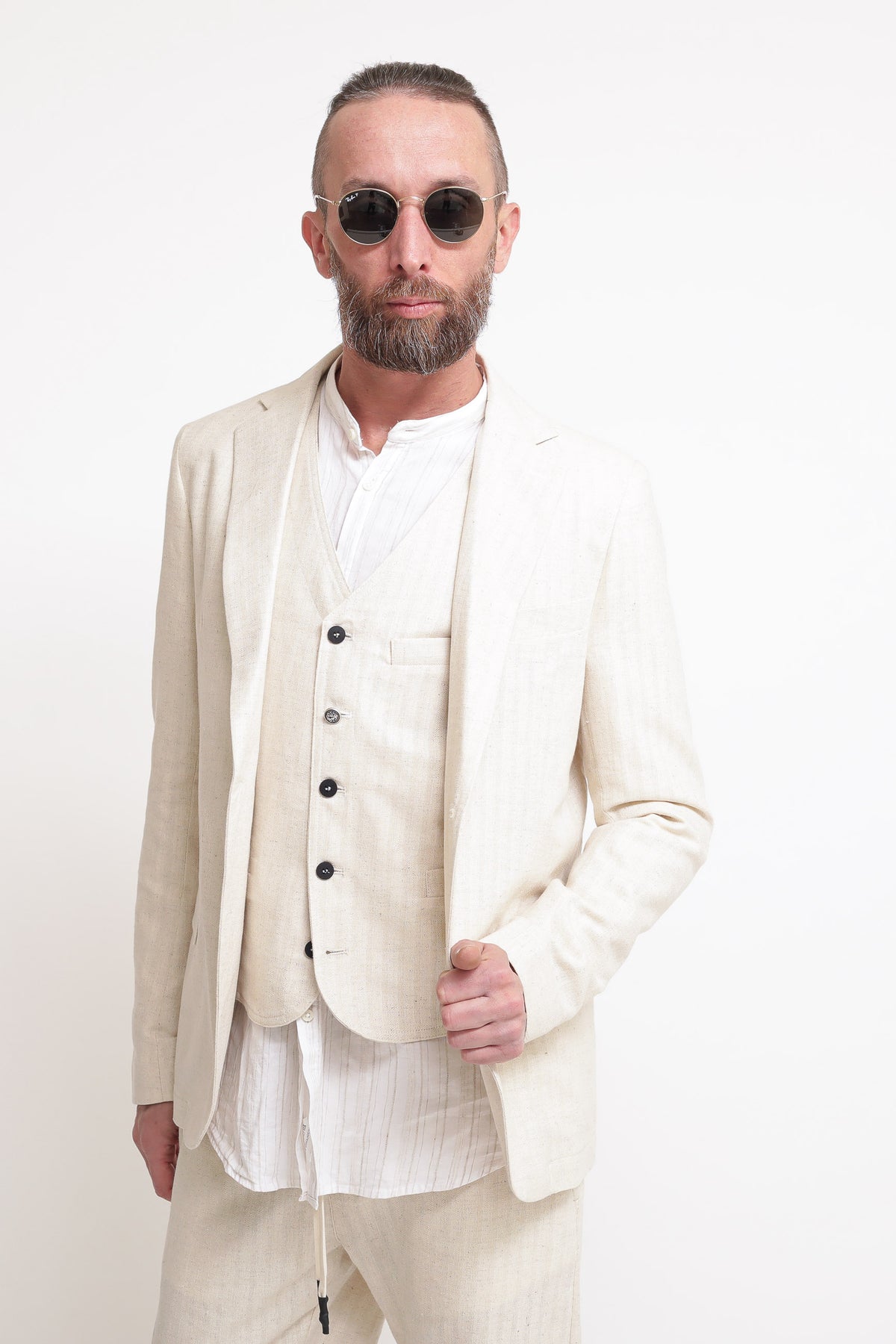 Off-White Cotton/Linen Jacket — 5
