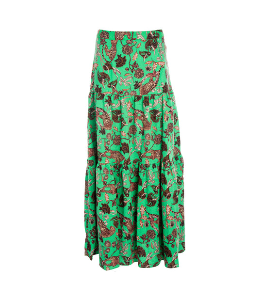 Ladies Skirt - Green Leopard