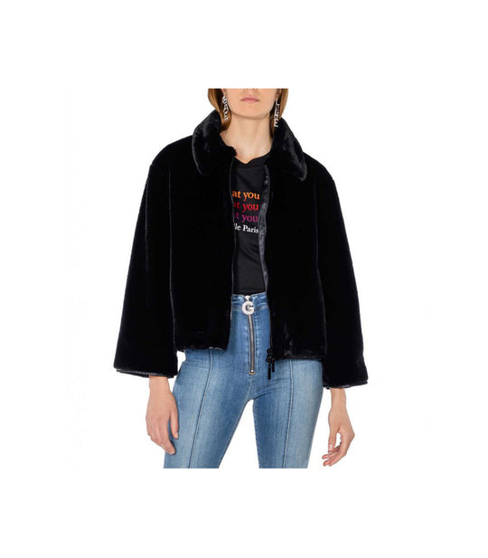 Cappotto Corto In Ecopelliccia - Nero