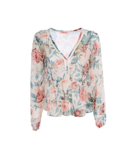 Camicia Balza Sc/V Fantasia - Nude Fiori