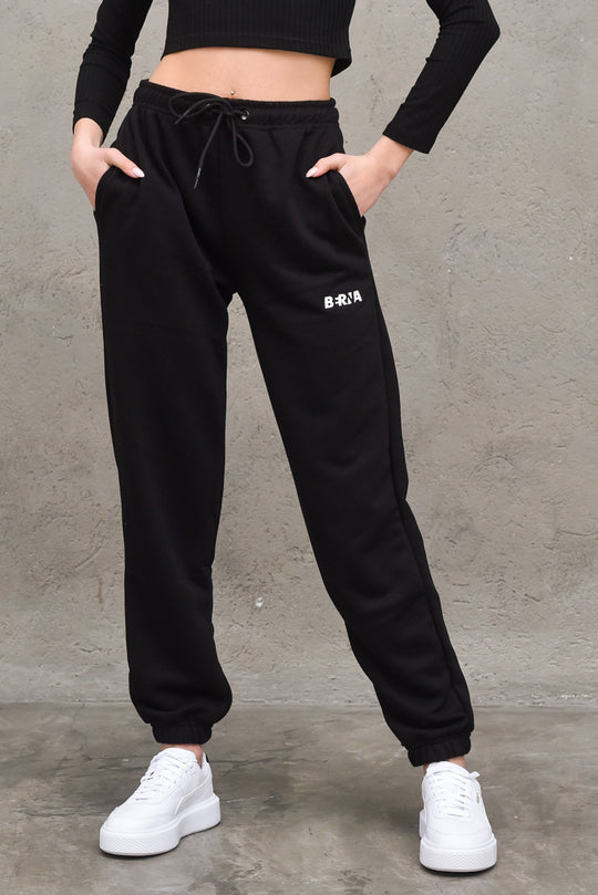 Pantalone Felpa Ricamo - Nero