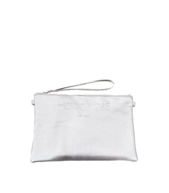 L.A. BORSA POCHETTE+TRACOLLA HAPPINESS ECOPELLE - SILVER