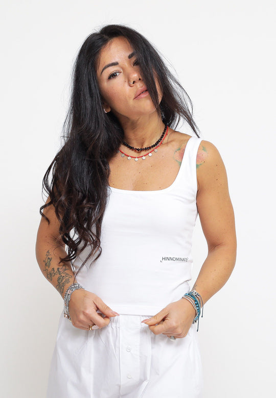 Top In Bielastico Con Stampa - Bianco