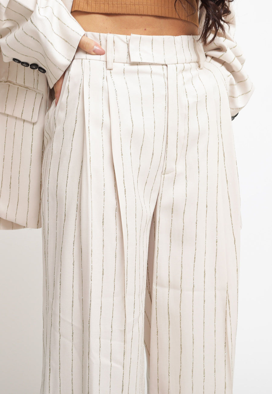 Pantalone Riga Glitter - Avorio — 2