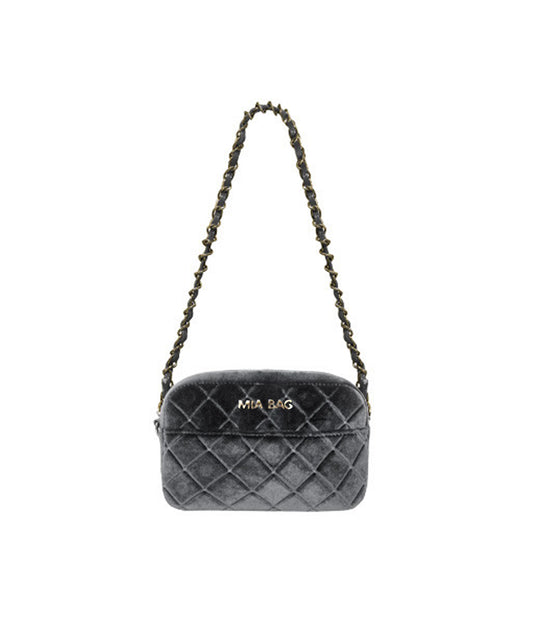 Tracolla Zip Rombi Velvet - Grigio