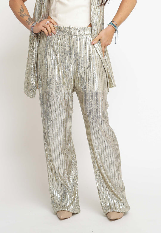 Pantalone Paiellettes - Beige