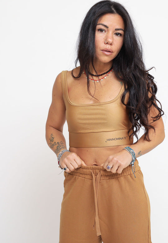 Top In Lycra Con Stampa - Beige Nocciola