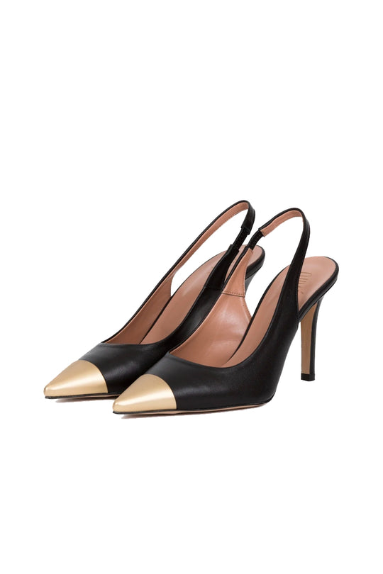 Slingback Nero Nappa - Punta Oro
