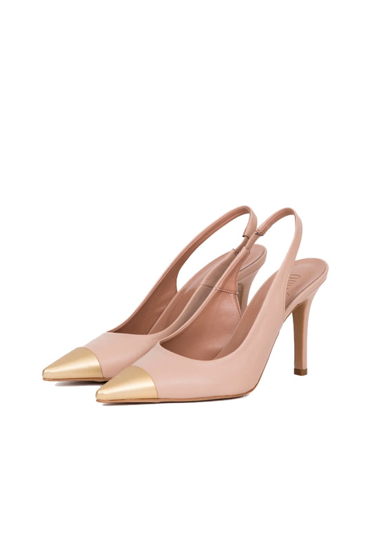 Slingback Nude Nappa - Punta Oro