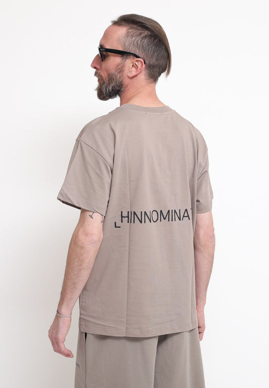 T-Shirt In Jersy Mezza Manica Con Stampa - Grigio Fango