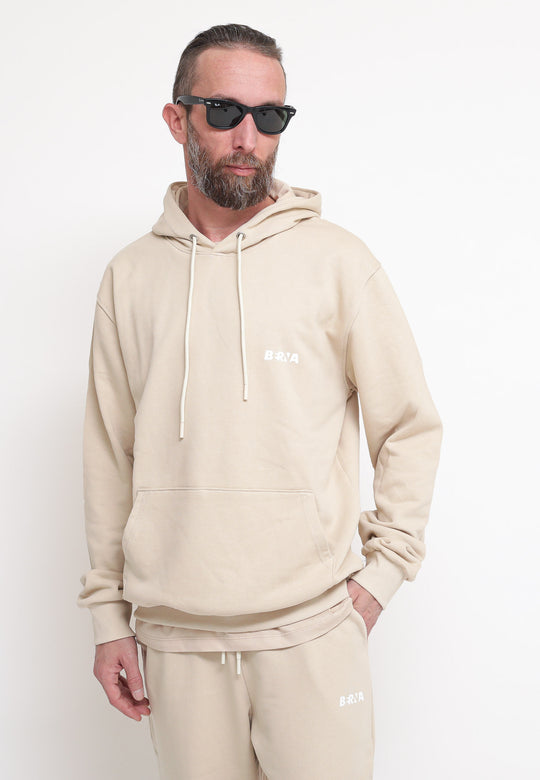 Felpa Cappuccio Stampa Logo - Avorio