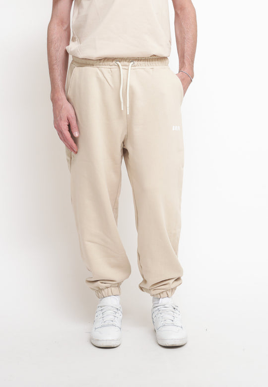 Pantalone In Felpa Stampa Logo - Avorio