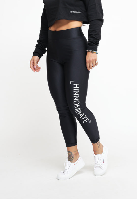 Leggins In Lycra Con Stampa - Nero