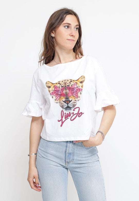 ECS T-Shirt Con Stampa M/C - White/Leop.