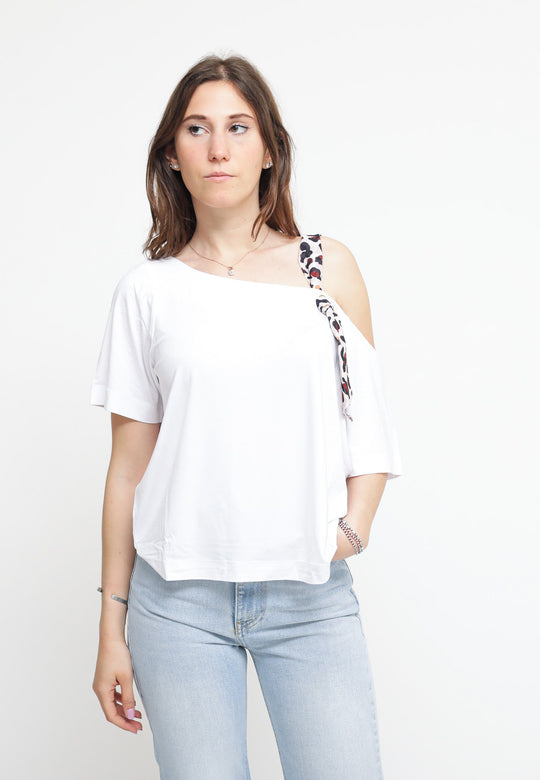 T-Shirt Con Fiocco - Bianco/NAtural Leop. Zebra
