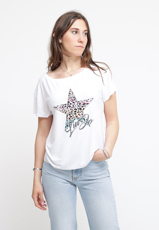 T-Shirt Con Stampa - Bianco/Natural Leop. Zebra