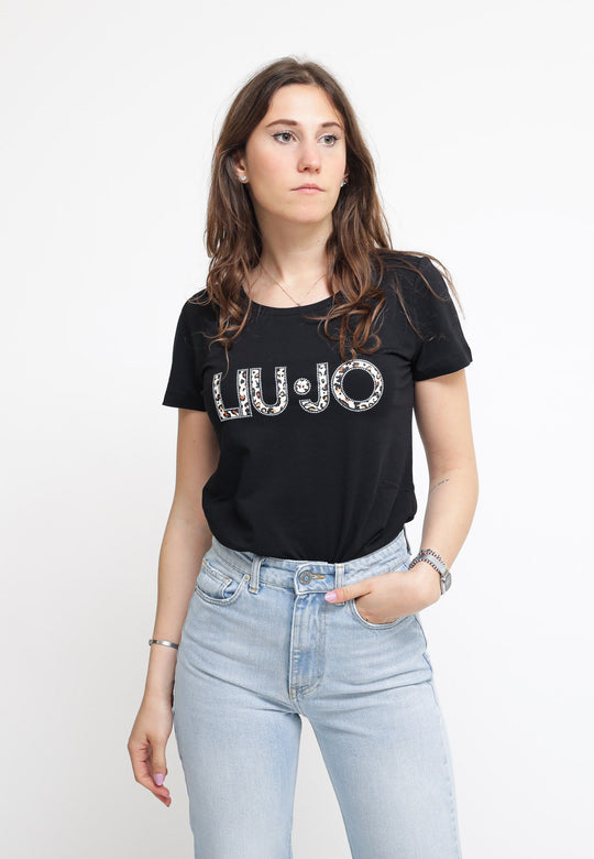 T-Shirt Stampa M/C - Nero/Natural Leop. Zebra