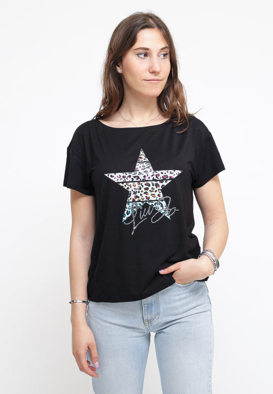 T-Shirt Con Stampa - Nero/Natural top. Zebra