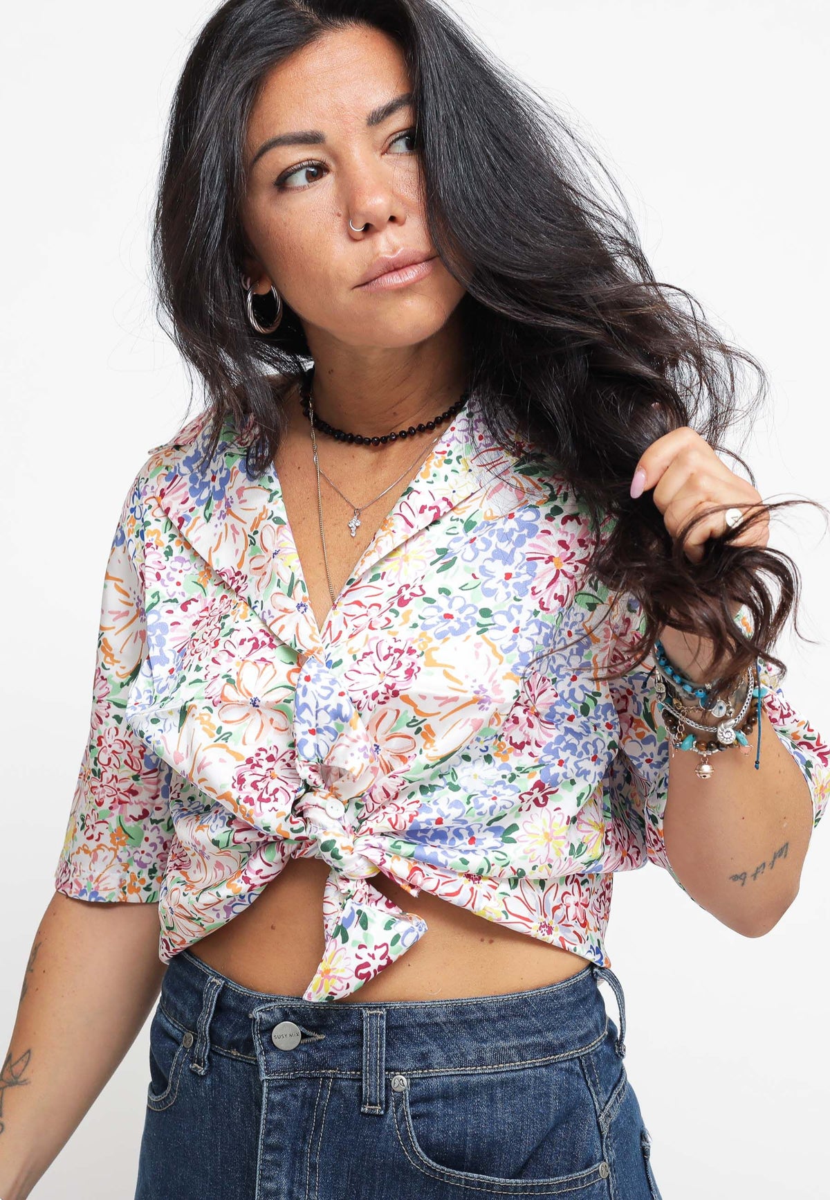 Ladies Shirt - Painted Multi Floral — 1