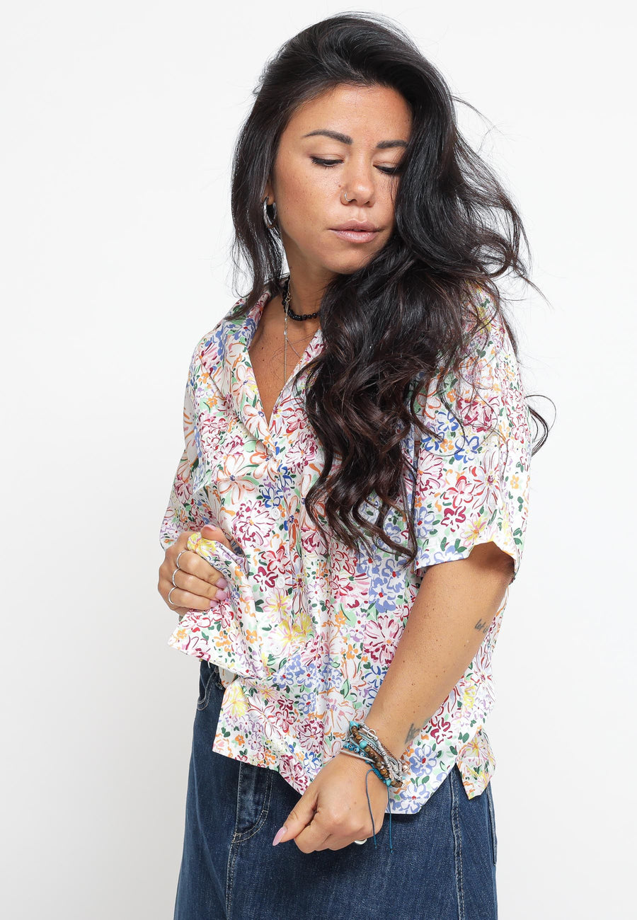Camicia da donna - Floreale multicolor dipinto — 2
