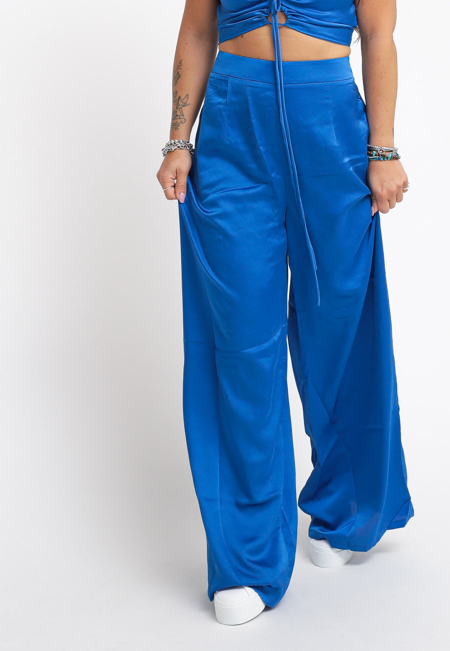 Ladies Trousers - Blue Sateen — 2
