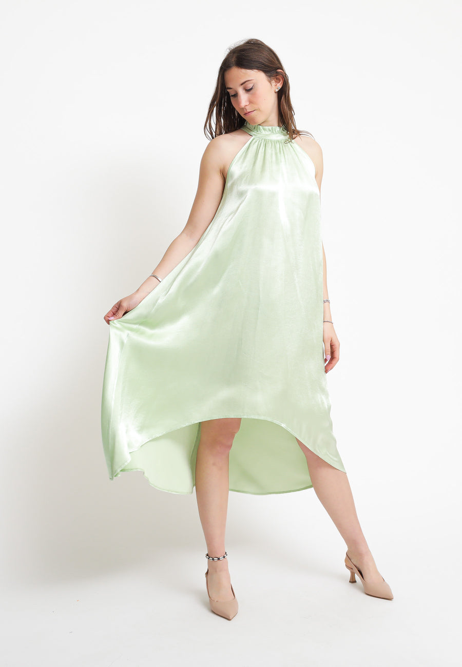 Abito Collo Americano Rouche - Ice Green