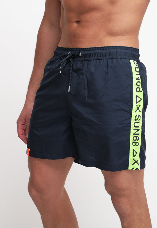 Swim Pant Wht Tape Logo - Navy Blue