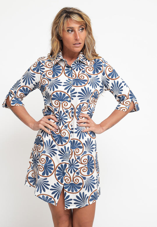 Camicia Lunga 100% vi - Blu