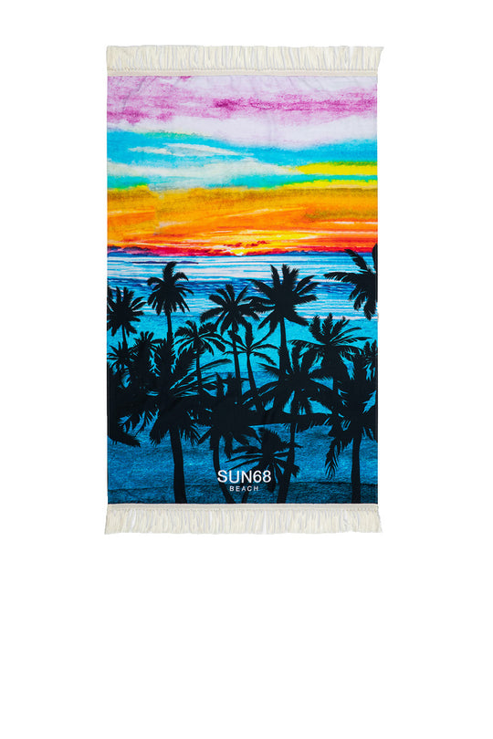 Beach Towel Allover - Turchese/Nero
