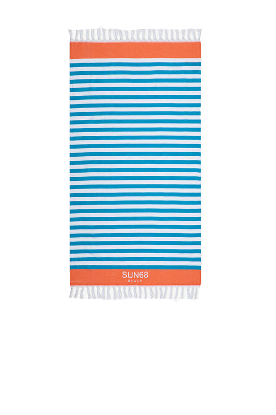Beach Towel Stripes - Bianco/Turchese