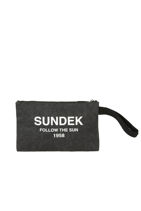 Pochette In Cotone Canvas Stone Washed - Black
