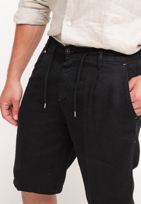 Bermuda Misto Lino - Nero