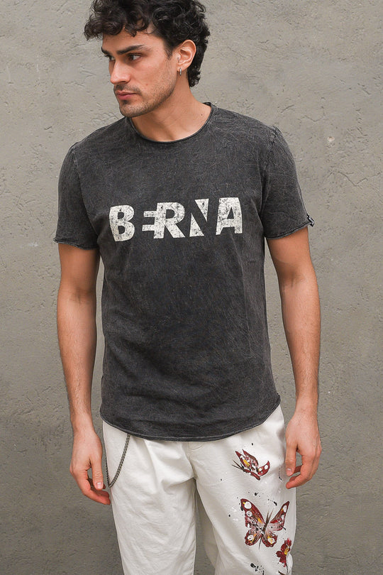 T-shirt Mm Fiammata Stampa Berna - Nero